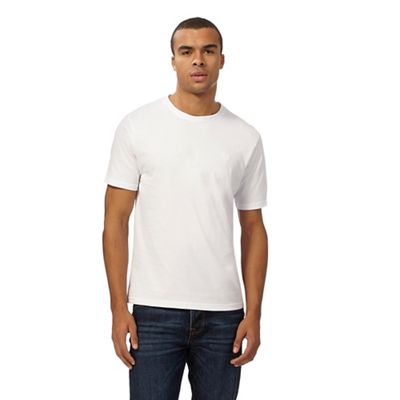 Big and tall white embroidered logo t-shirt